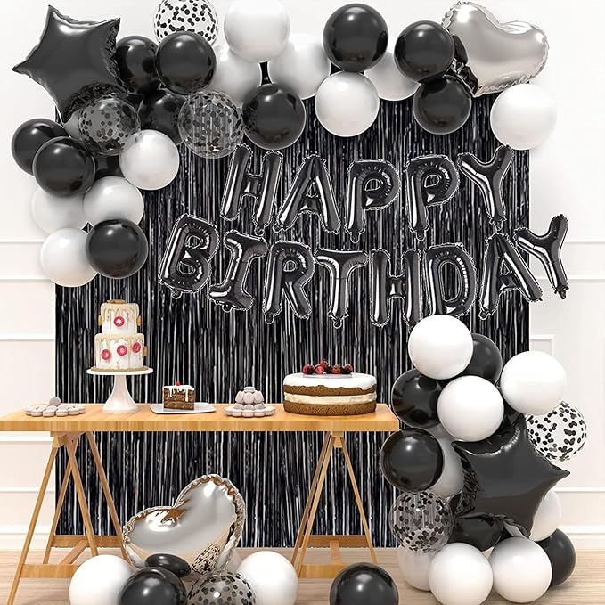 CANREVEL 2 Pack 3.3x8.2 Feet Black Foil Fringe Backdrop Curtains, Tinsel - Image 7