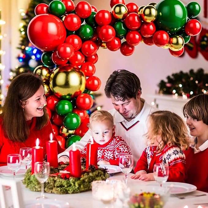 Red Green and Gold Balloon Garland Kit - Image 5