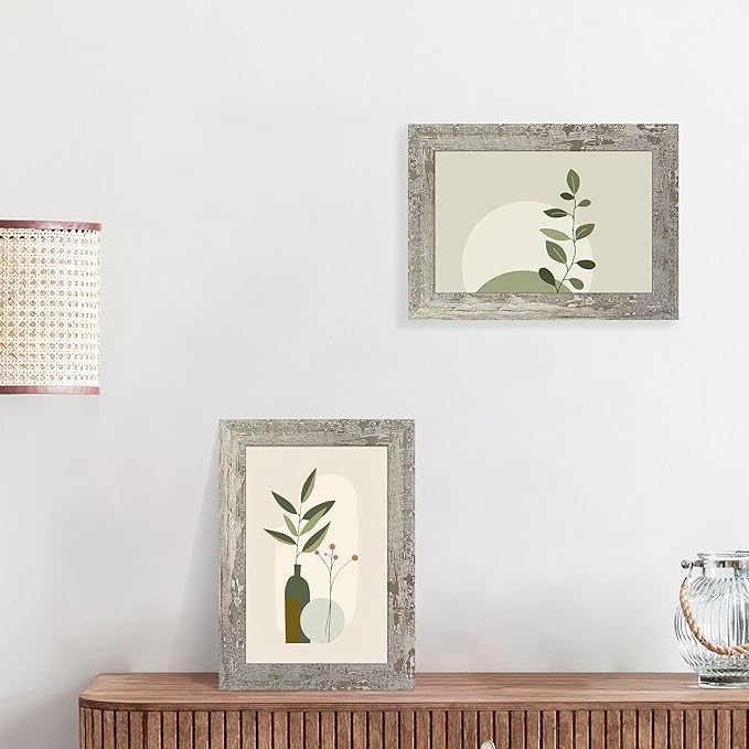 6x9 Picture Frame Set of 4, High Definition Glass Distressed Moss Green Frame - Image 2