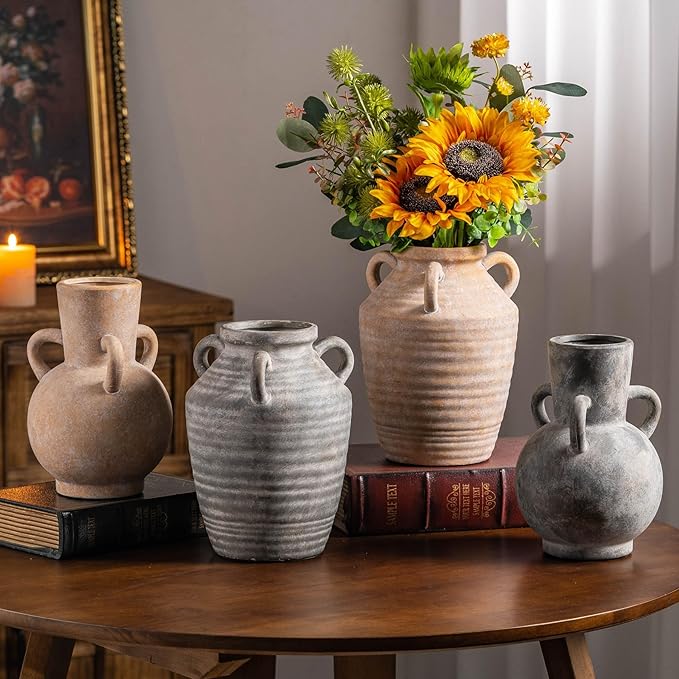 Beige Vintage Terracotta Ceramic Vase - Image 6