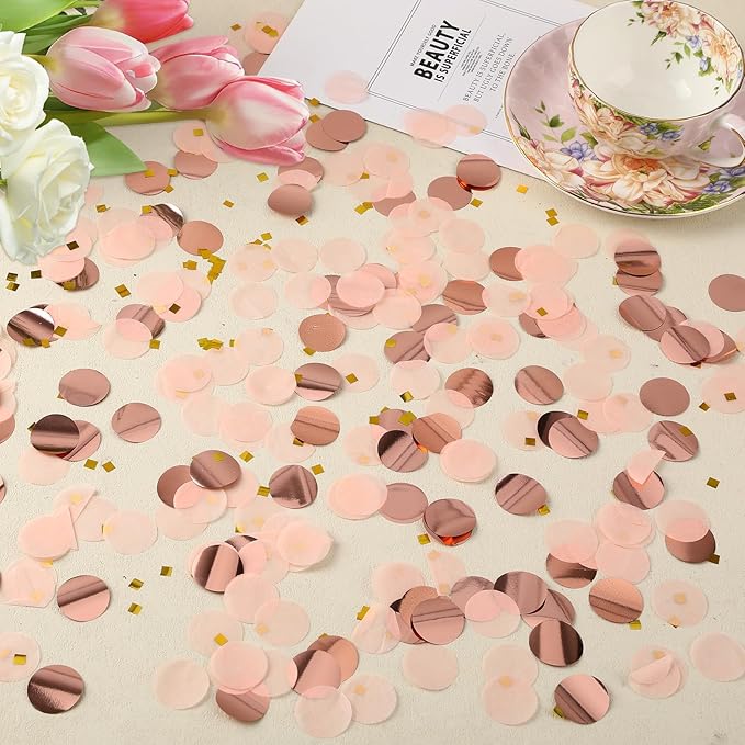 MARFOREVER Round Tissue Paper Confetti, Rose Gold Table Confetti Dots - Image 3