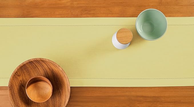 Solino Home Cotton Linen Yellow Table Runner 120 Inches Long - Image 4