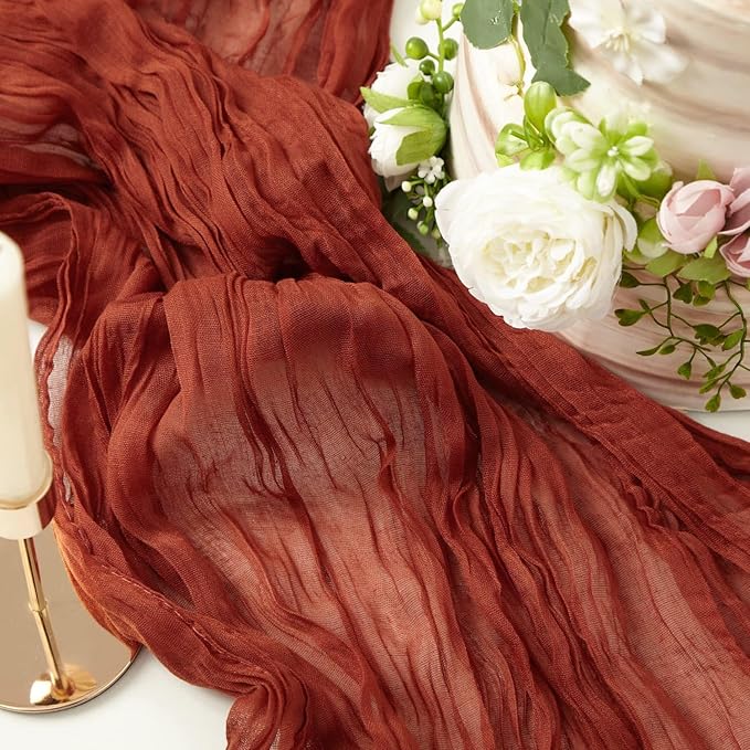8 Pack 10Ft Terracotta Cheesecloth Table Runner 35x120 inch Boho Gauze Cheese - Image 6