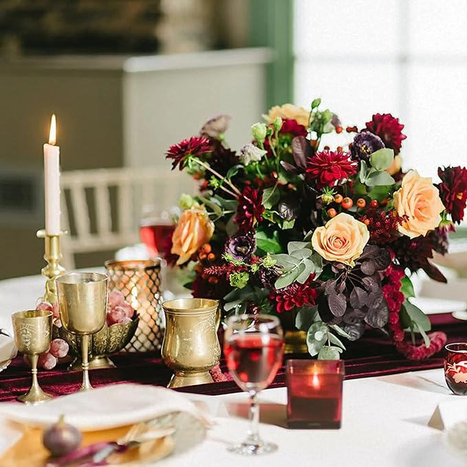 Velvet Table Runner, 5 Pack Luxurious Wedding Reception Decorations Soft Velvet - Image 6