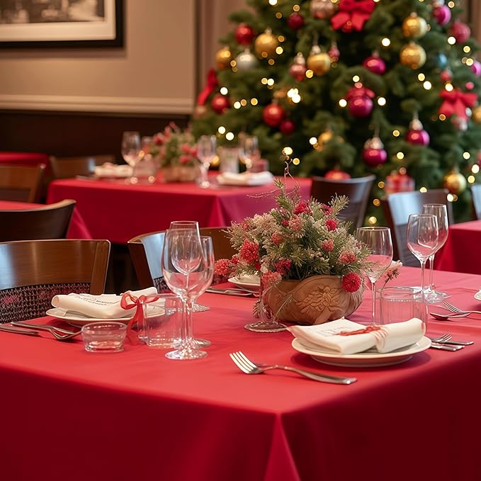 sancua Christmas Red Square Tablecloths 70x70 Inch, 2 Pack - Image 4