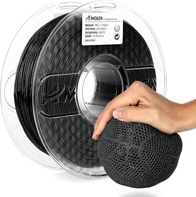 AMOLEN TPU 3D Printer Filament 1.75mm, Flexible Soft TPU 3D Printing Filament by AMOLEN