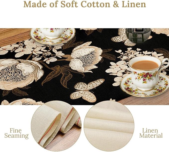 Watercolor Peony Table Runner, Modern Kitchen Dining Room Bohemian Floral - Image 7