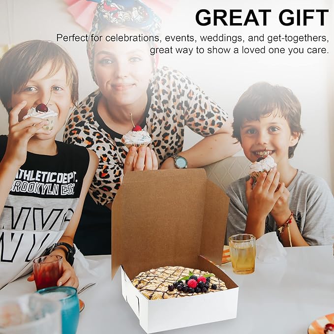 MT Products White Cake Boxes 8" x 8" x 3" - Image 7