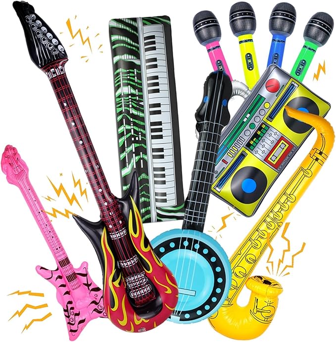 10 Pieces Inflatable Instruments Party Props Set Photo Booth Props Inflatable by Naturahand