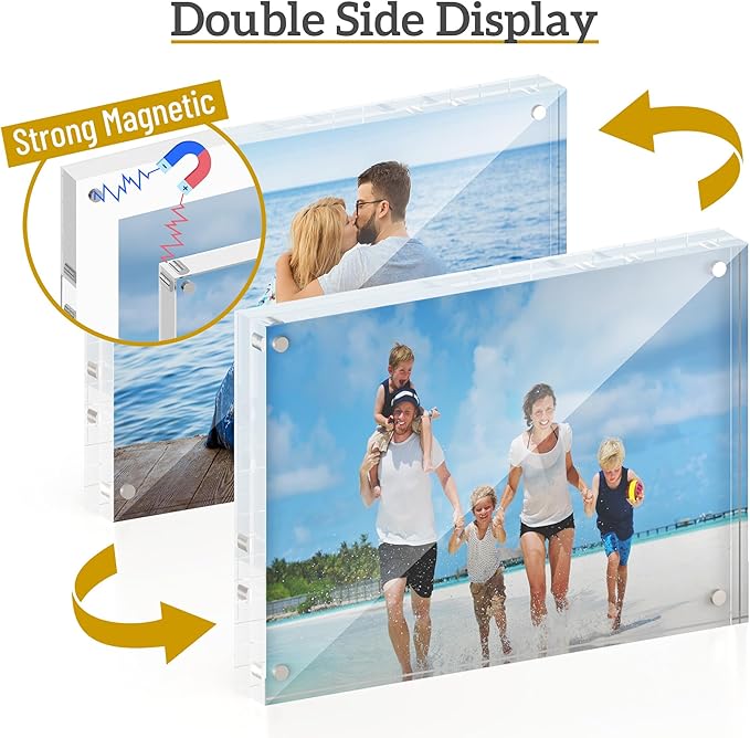 5x7 Acrylic Picture Frame 5 Pack, 20mm Thick Magnetic Double Sided Display 20% - Image 3