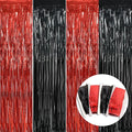 BEISHIDA 4 Pcs Red and Black Door Streamers Foil Curtain Red and Black Party by Beishida