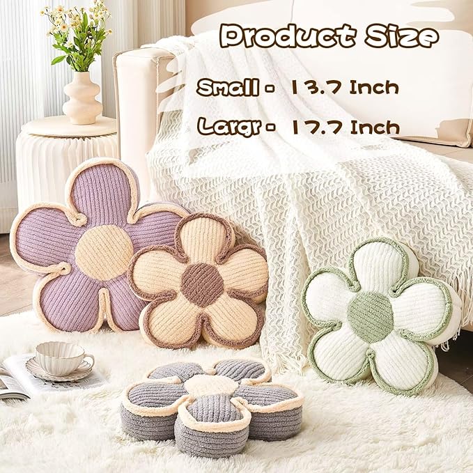 Soft Flower Shaped Floor Cushion, Plush Decorative Throw Pillow, Cute Seating - Image 3