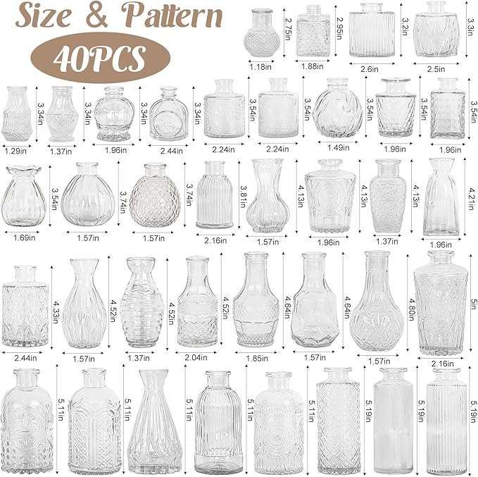 40Pcs Glass Bud Vase Set, Small Flower Vase - Image 2