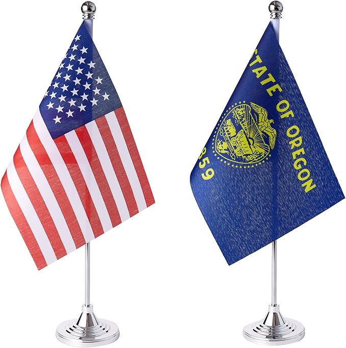 ZXvZYT 2 Pack American US Oregon flag USA Oregon OR State table flag, Small by ZXvZYT