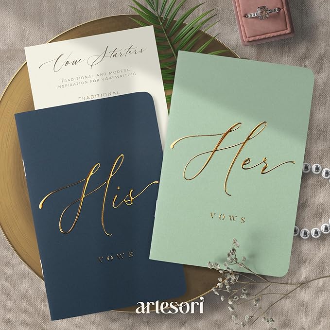ARTESORI Wedding Vow Book for Her & Him, Soft Touch, 28 Lined Pages, Wedding - Image 5