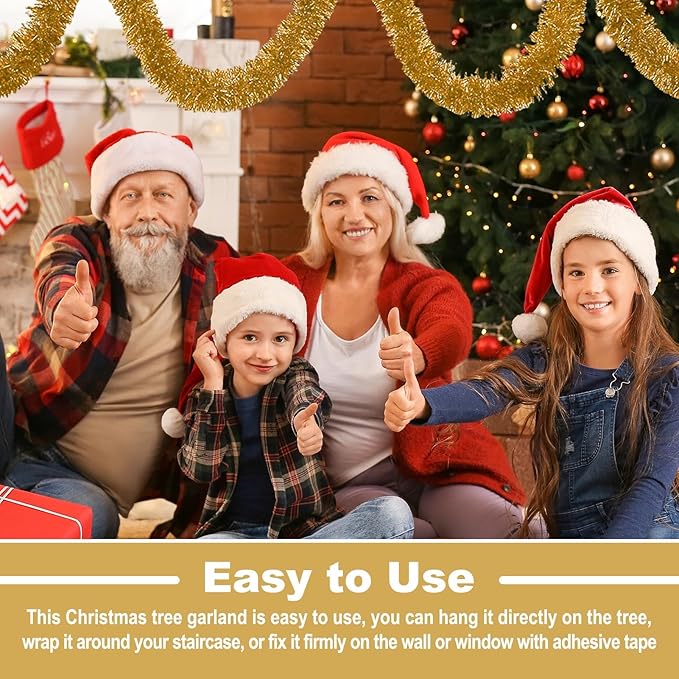 25 Feet Christmas Tinsel Garland, Metallic Twist Wall Hanging Backdrop - Image 5