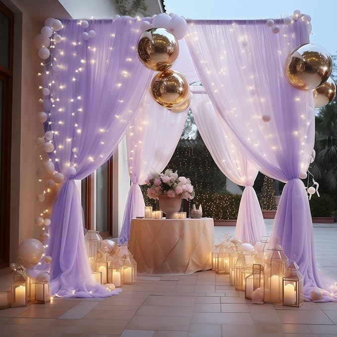 Fomcet Lavender Tulle Backdrop Curtains - Image 7