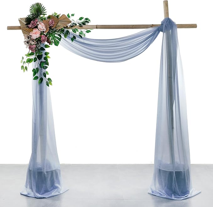VDS Pack of 3 Panel Wedding Arch Draping Fabric Sheer Chiffon Fabric Drapery by VDS