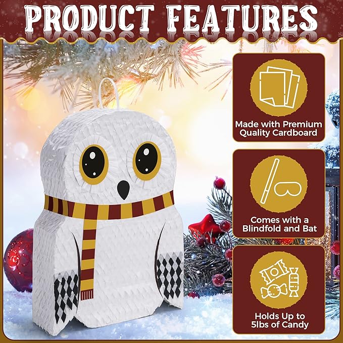Small Owl Pinata Bundle with a Blindfold, Forest Animal Theme, Wizard Theme - Image 4
