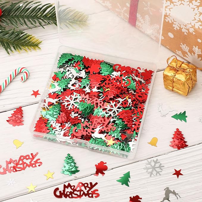 MARFOREVER Christmas Glitter Confetti, ChristmasTable Confetti Decorations Red - Image 4