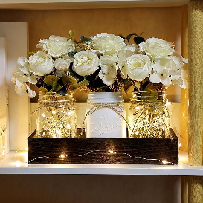 Mason Jar Lights Centerpiece for Table, Mason Jar Centerpiece Table Decor for - Image 5