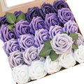 Floroom Artificial Flowers 25pcs Real Looking Violet Purple Ombre Colors Foam by Floroom