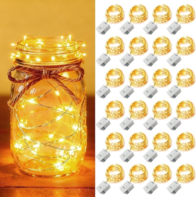24 Pack Fairy Lights Battery Operated 7ft 20 LED Mini Twinkle String Lights by YOEEN