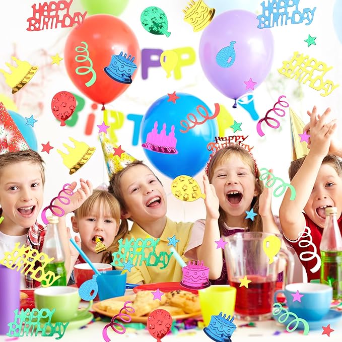 MARFOREVER Happy Birthday Glitter Confetti, Birthday Party Metallic Foil Table - Image 4