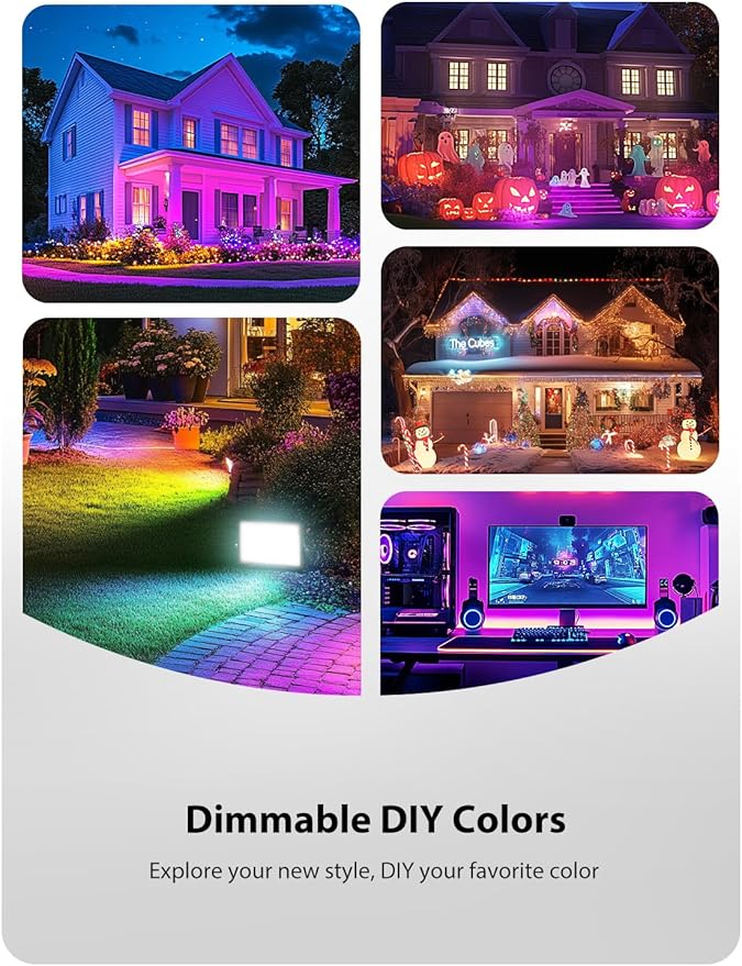 Onforu 6 Pack RGBW LED Flood Light Outdoor, 100W Color Changing 2700K Warm - Image 5
