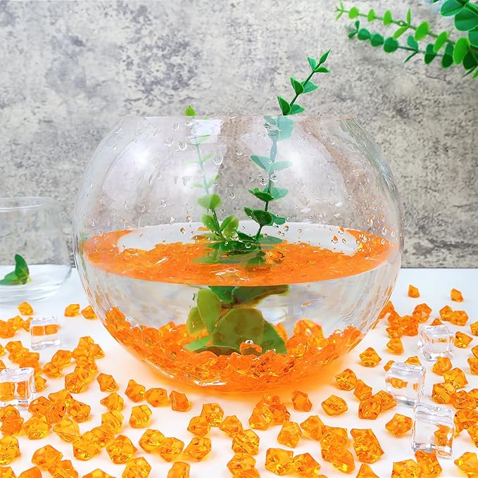 YATOJUZI 500pcs Fake Ice Cubes Orange Acrylic Crushed Rocks Vase Fillers - Image 4