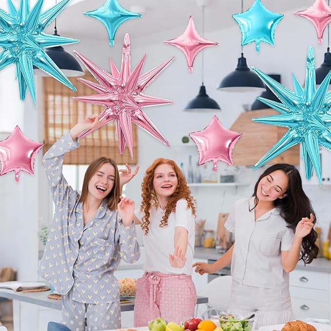 Pink Blue Star Balloon - Image 5