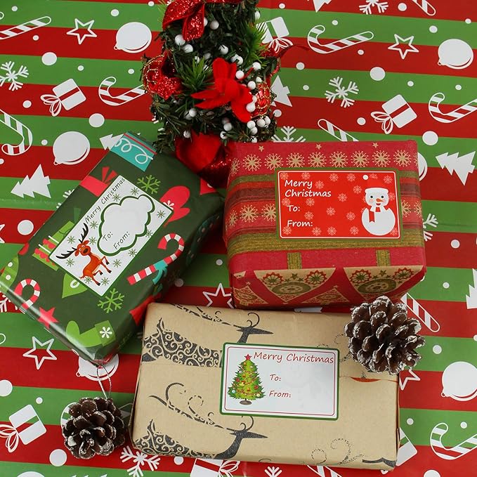 Elcoho 300 Pieces Christmas Self Adhesive Gift Tag Self Stick Stickers Gift - Image 6