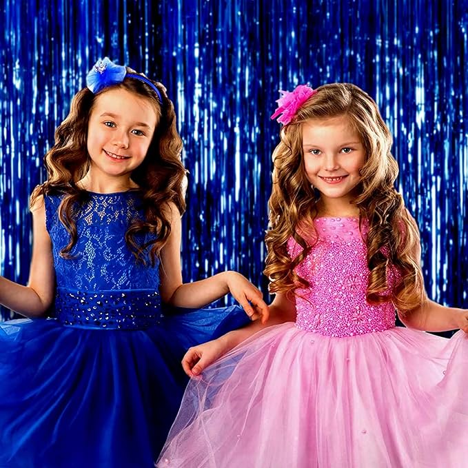 4 Pack Blue Foil Fringe Curtain Backdrop, 3.28Ft x 9.84Ft Metallic Tinsel - Image 5
