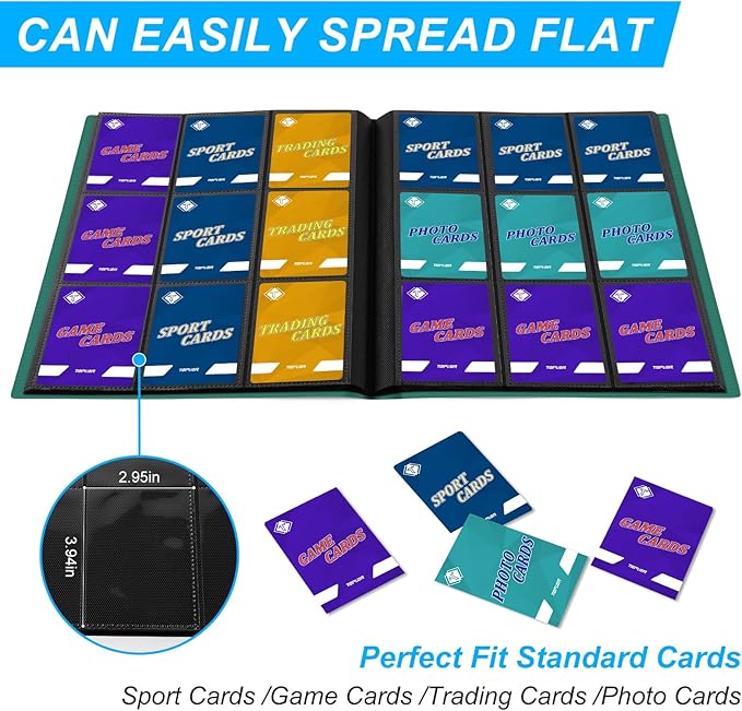 9 Pockets Card Binder for Trading Cards, Baseball Card Collection Binder - Image 3