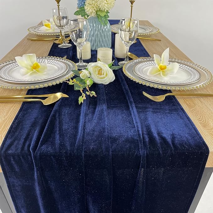Luxurious Velvet Table Runner, 10ft Wedding Reception Decorations, 20x120inch - Image 3