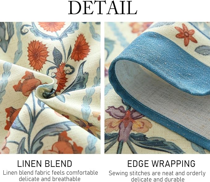 ISAENNE Designer Linen Elegant Round Tablecloth, Colorful Floral Bohemian Table - Image 4