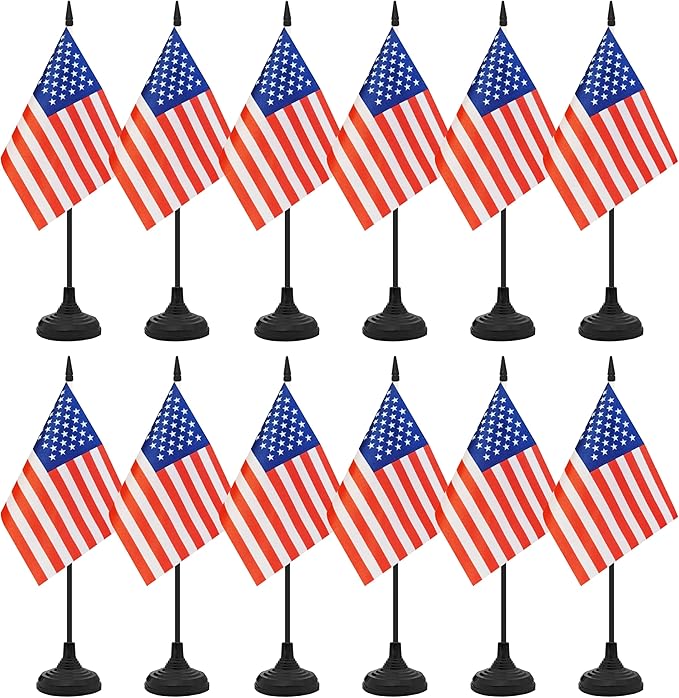 12 Pack USA Desk Flag Set, American Table Office Flag, Small Miniature Desktop by Unknown