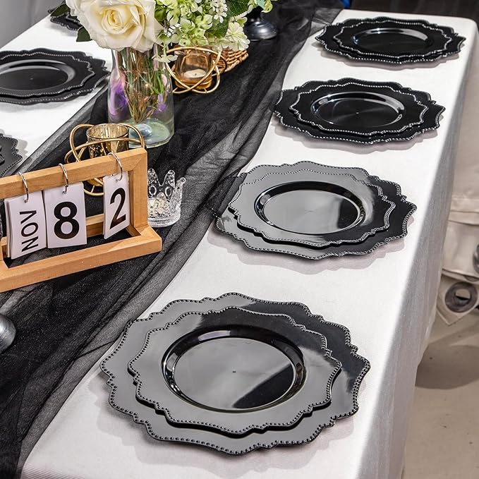 COLOSUS 100pcs Black Plastic Party Dinner Plates - Image 7