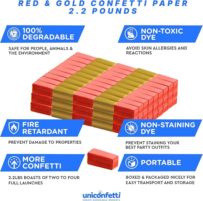 Red & Gold Confetti Paper - Image 3