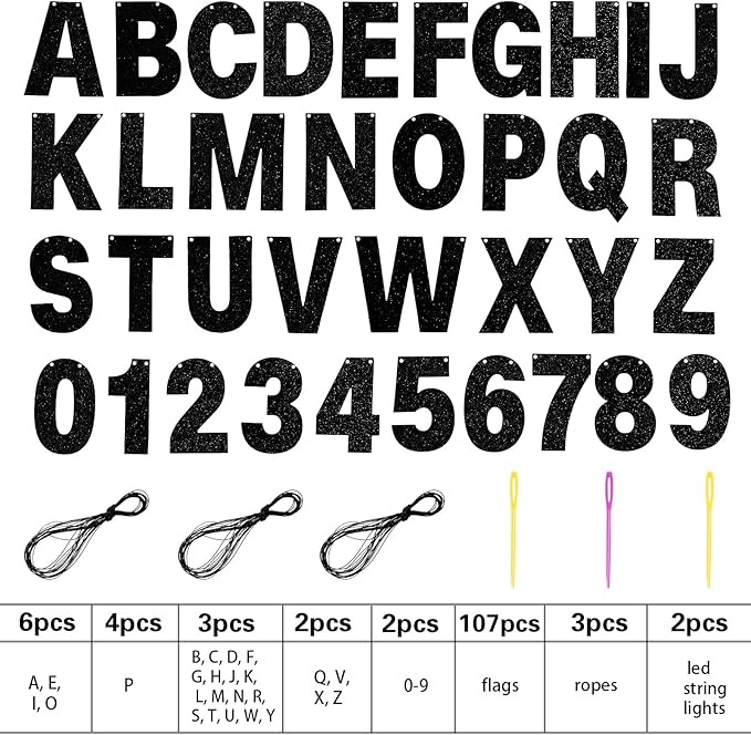 TaoBary 112 Pcs DIY Letter Custom Banner Glitter Customizable Banner Kit - Image 2