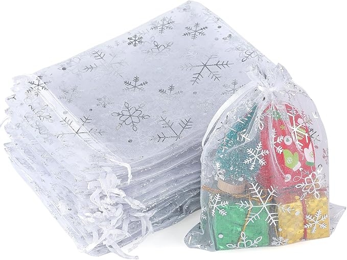 jijAcraft 5x7 Inch Christmas Organza Bags by jijAcraft