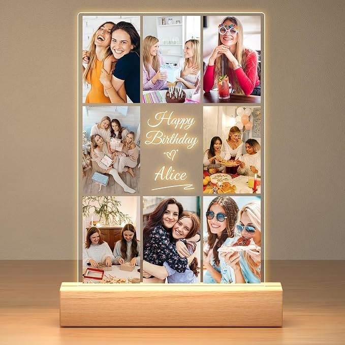 Custom Picture Frames with Photos, Personalized Photo Frame with Night Light by Bulaient