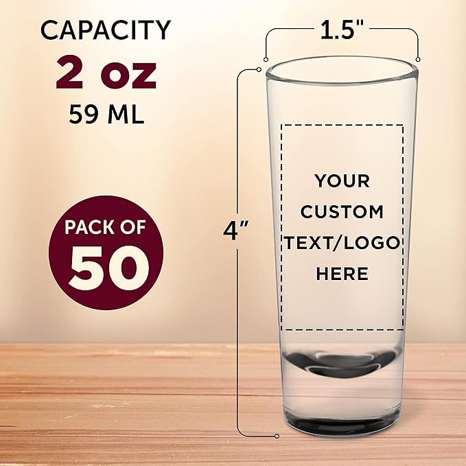 Custom Cordial Shooter Shot Glasses 2 oz. Set of 50, Personalized Bulk Pack - Image 5