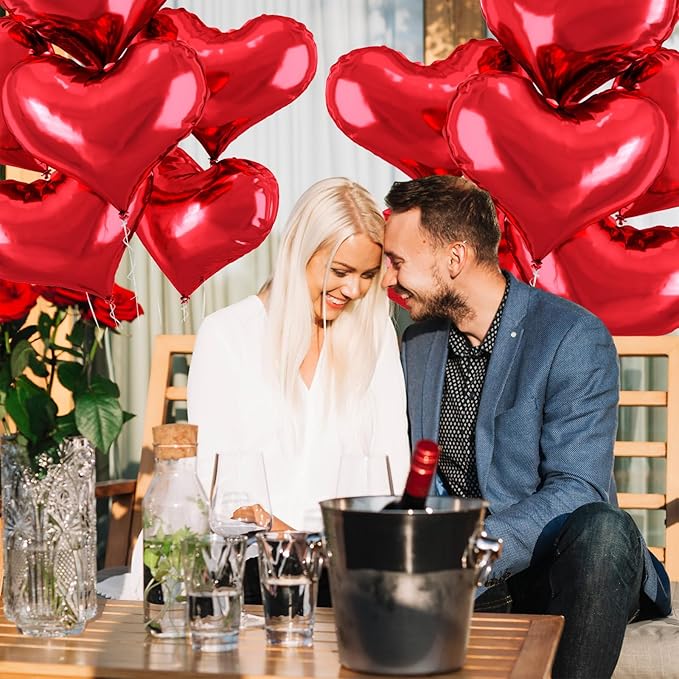 24 Inch Red Heart Balloons, Heart Shaped Valentines Foil Balloons - Image 9