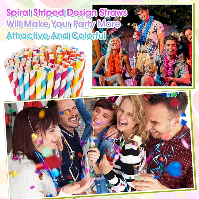 Striped Paper Drinking Straws，Sturdy & Non-Soggy，Food-Safe Ink, and - Image 6