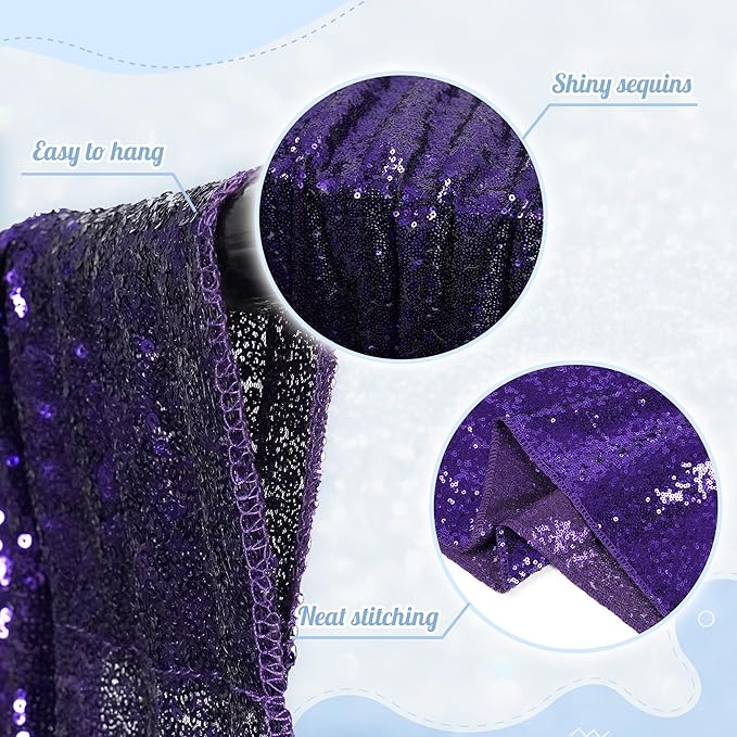 PartyDelight Sequin Backdrop Purple 6FTx6FT Wedding Curtain Special Events Party - Image 5