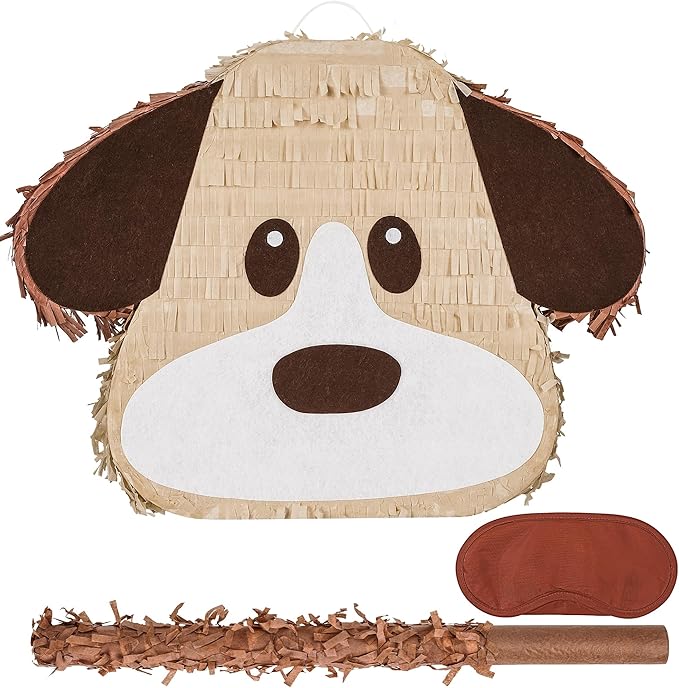 Dog Pinatas Bundle with a Blindfold and a Bat, Animal Theme Party, Puppy Pinata by Birchio