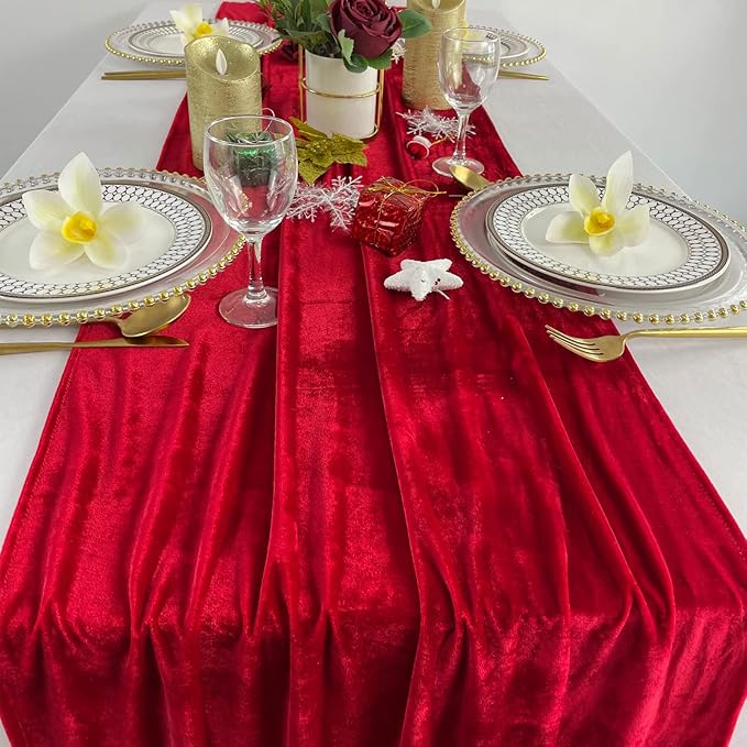 Luxurious Velvet Table Runner, 10ft Wedding Reception Decorations, 20x120inch - Image 4