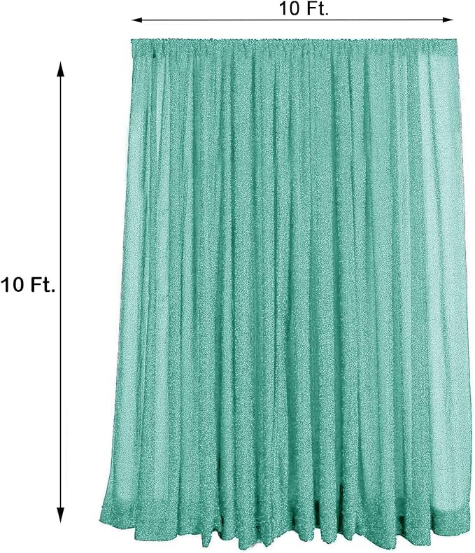 10FT x10FT Aqua Blue Metallic Sheer Spandex Backdrop, 1 Panel Glitter Sheer - Image 3