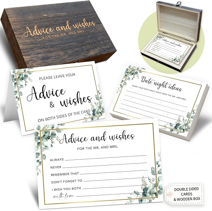 50 Pcs Advice and Wishes for the Mr and Mrs Cards in Box by CrocothemisArt